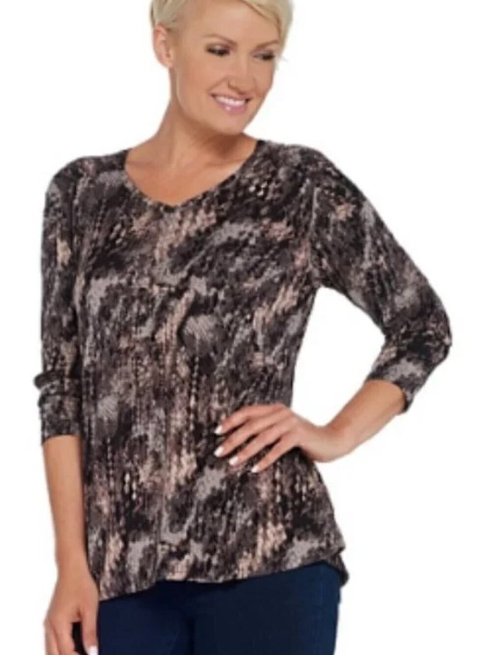 H by Halston Top,  V-Neck Ruching at Shoulder Size L